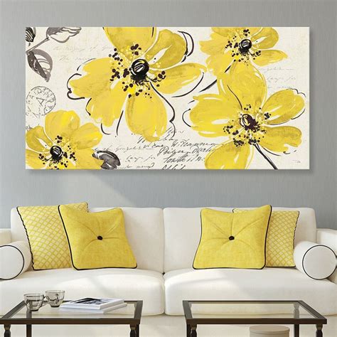 Artissimo Designs Windy Yellow Canvas Wall Art Multicolor Arte