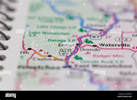 Entiat Washington State Usa Se Muestra En Un Mapa De Carreteras O Mapa