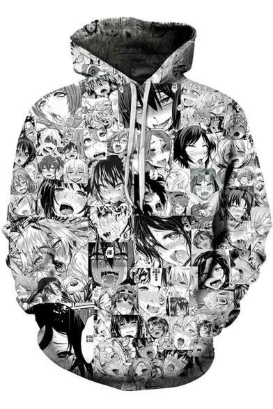 Black And White 3d Allover Comic Character Ahegao Printed Long Sleeve