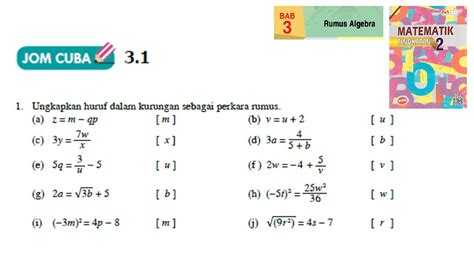 Latihan Matematik Tingkatan 1 Ungkapan Algebra Pdf Latihan Bab 5