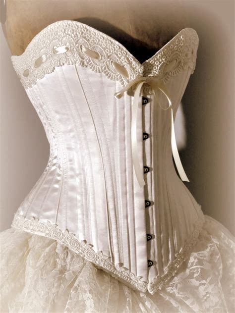 Ivory Wedding Dress Silk Corset And Bustle Skirt Victorian Etsy Vintage Corset Wedding
