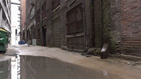Abandoned street alley during daylight after rainfall 4k ...