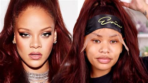 Watch Me Recreate Rihanna Burgundy Hair Half Up Half Down