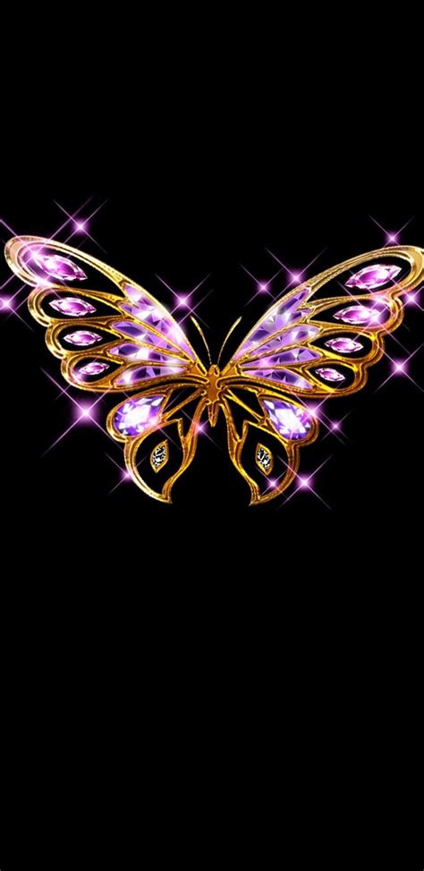 Jeweled Butterfly Girly Gold Golden Jewel Pink Pretty Sparkle