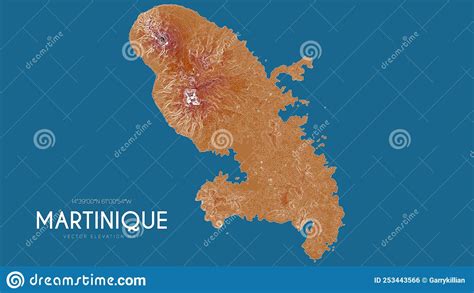 Topographic Map Of Martinique Antilles Archipelago France Vector Detailed Elevation Map Of