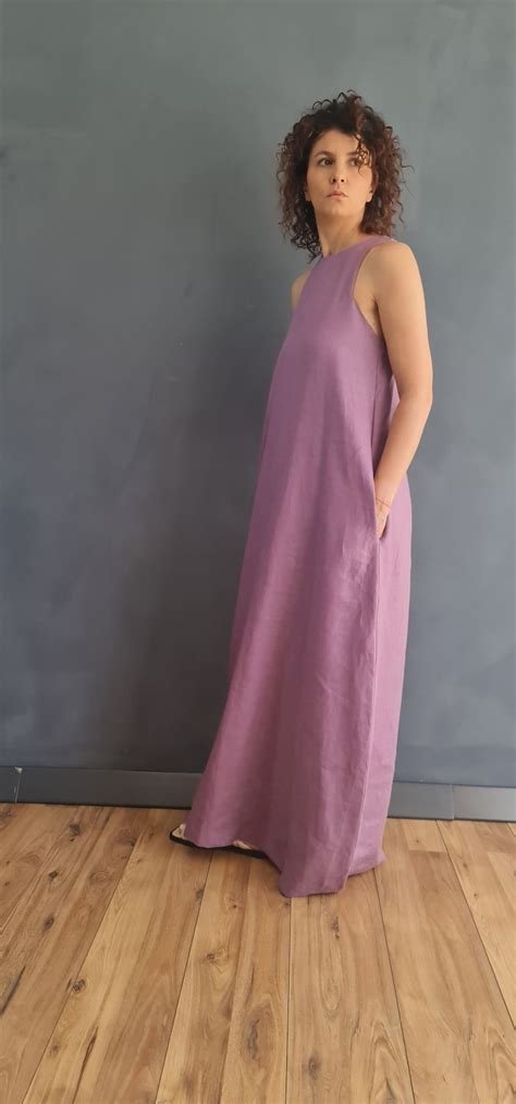 Lavender Linen Dress Lavender Maxi Dress Maxi Linen Dress Etsy
