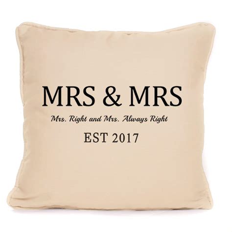 Personalisedmrs And Mrs Throw Pillow Cushion With Pad Lesbian Lgbt