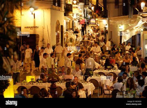 Alfresco Eating Tapas Bar Old Town Ibiza Stock Photo Alamy