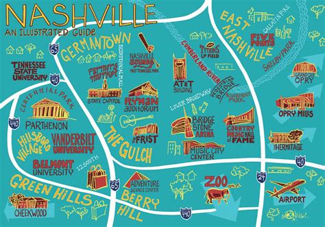 Nashville Tennessee Tourist Map Tourism Company And