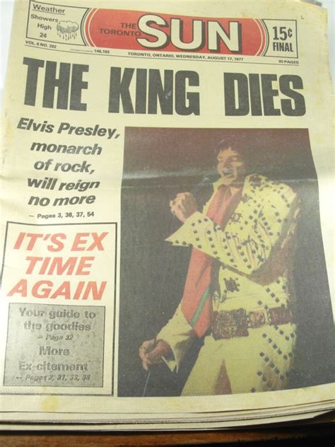 Elvis Presley The Toronto Sun The King Is Deadking Of Catawiki