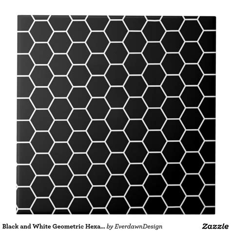 A Black And White Geometric Design With Hexagonals In The Center Is Shown