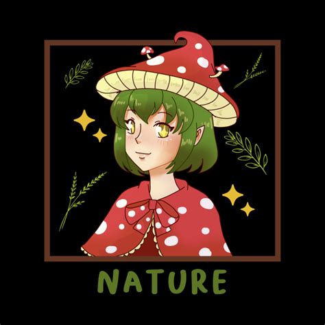 Cottagecore Aesthetic Anime Girl Mushroom Hat Cottagecore Pin