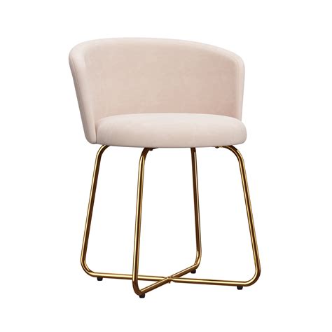Willa Arlo™ Interiors Kylen Metal Vanity Stool, Gold With Pink Fabric