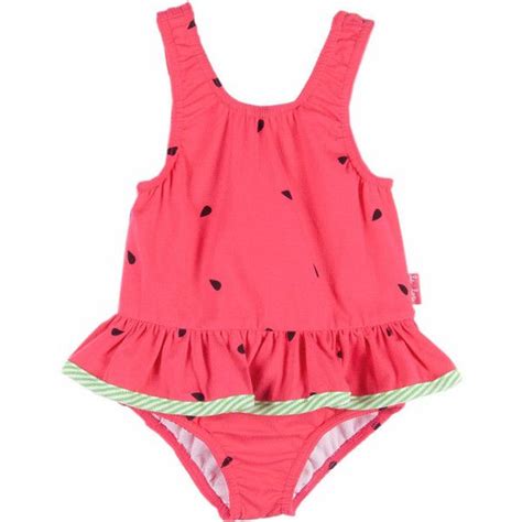 Le Top Girls Watermelon Red Ruffle Swimsuit With Bow On Back One Piece