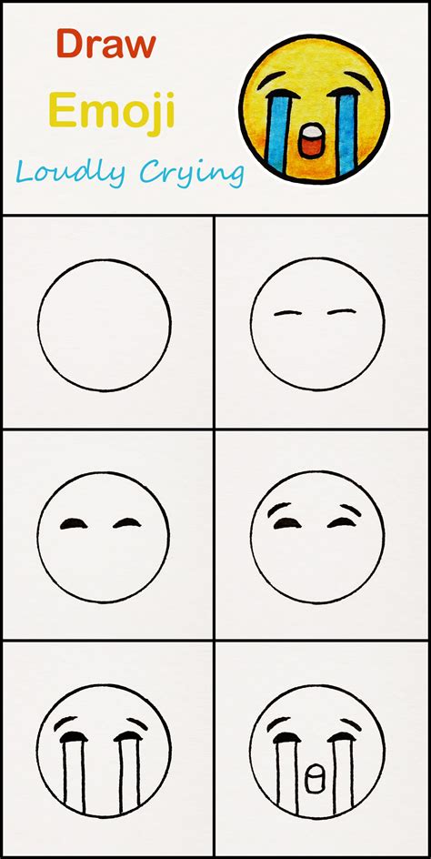 Learn How To Draw The Loudly Crying Emoji Step By Step ♥ Very Simple