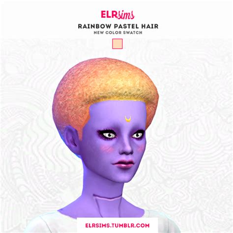 Rainbow Pastel Hair 3 Recolors Afromedium Elrsims