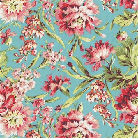 Coral And Teal Floral Fabric By The Yard Carousel Designs Babies And