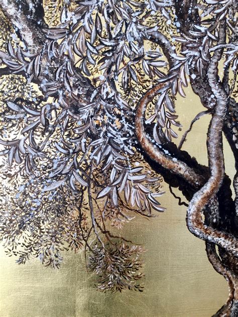 Anastasia Gklava Gnarly Elegant Oil And Gold Leaf Painting Olive