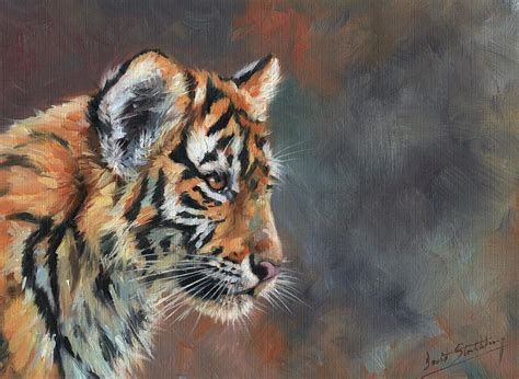 Tiger Cub Portrait Painting By David Stribbling Pixels