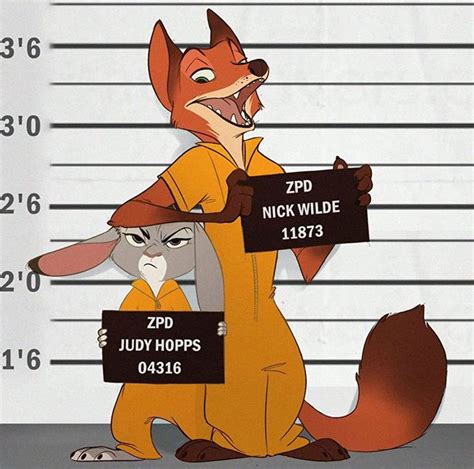 The Fox And The Hound Mugshots Are Labeled As Zip Nick Wilde Jacky Hopes