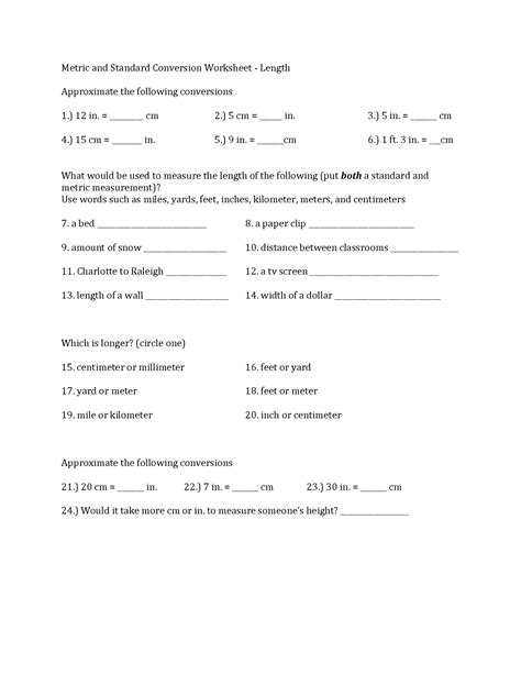 Metric Length Worksheets Worksheeto