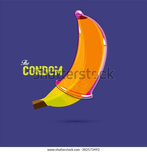 Condom On Banana Typography Design Safe Stock Vector Royalty Free