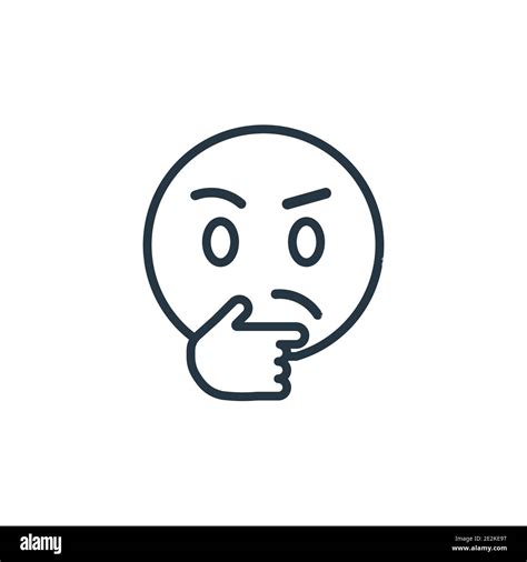 Pensamiento Emoji Contorno Vector Icono Línea Delgada Negro