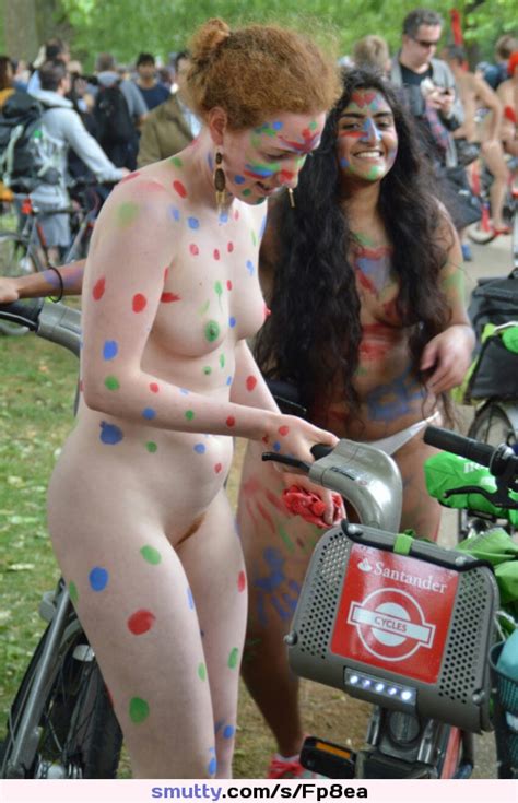 Bike Bicycle Cyclerotica Outdoor Public Bodypaint Smile Smiling