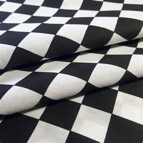 1 Inch Black White Checkered Poly Cotton Fabric 58 By Etsyde