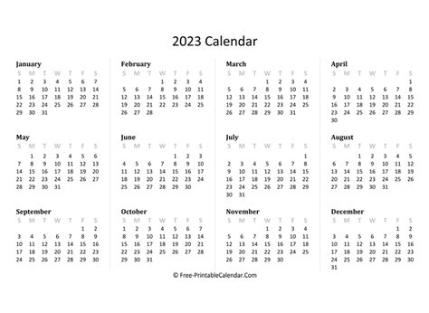 2023 Yearly Calendar In Excel Pdf And Word