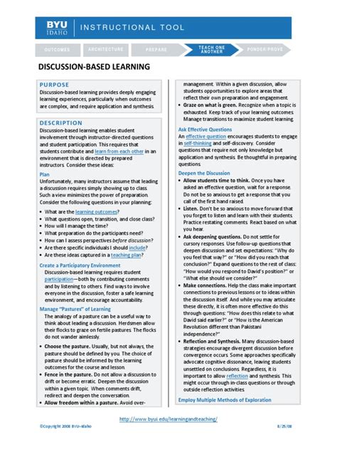 Discussion Based Learning Learning Cognition