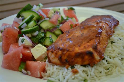 Broccolini, salmon, teriyaki sauce, sesame seeds, jasmine rice. the kitchen minx: Tandoori salmon on basmati rice with ...