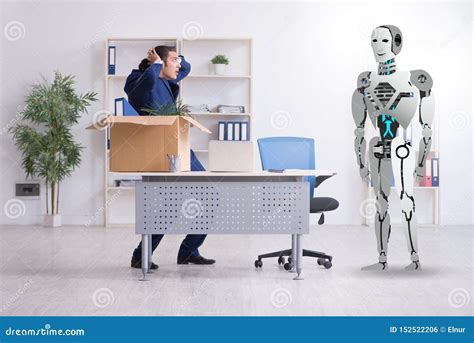 Concept Of Robots Replacing Humans In Offices Stock Photo Image Of