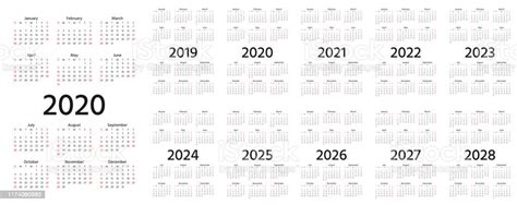 2020 Calendar Vector Illustration Template Year Pocket Planner Stock