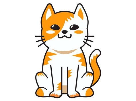 Cute Cat Or Kitten Animal Meow Cartoon Fluffy Pets Exact Vector