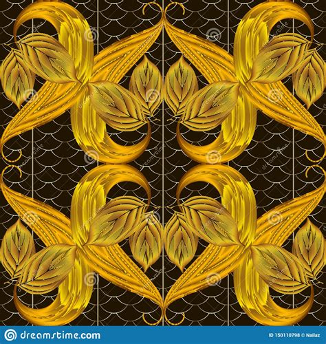 Leafy Textured 3d Vector Seamless Pattern Ornamental