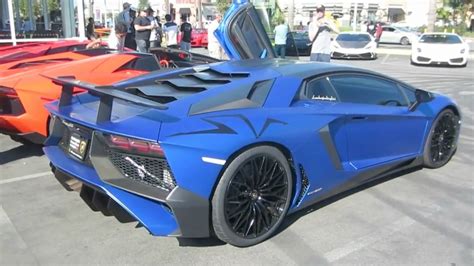 Satin Blue Lamborghini Aventador Sv W Startup Driving Youtube