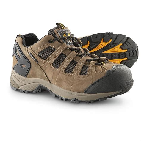 Mens Carolina® Waterproof Safety Toe Low Hiker Work Boots Dark Brown