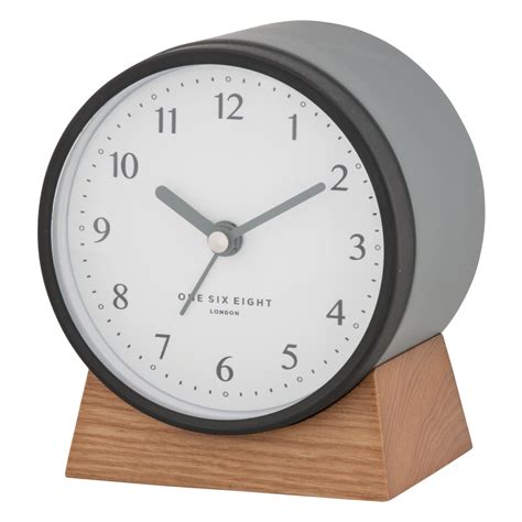 Buy Nina Silent Alarm Clock Charcoal Grey Online Purely Wall Clocks