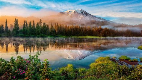 Free Download Forest Mountains Lake Reflection Gold Creek Pond