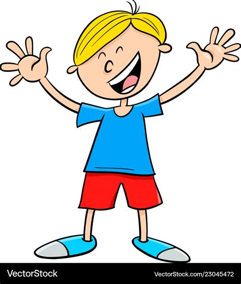 Happy Kid Boy Character Cartoon Royalty Free Vector Image