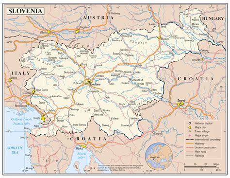 Large Detailed Political Map Of Slovenia With Roads Cities And