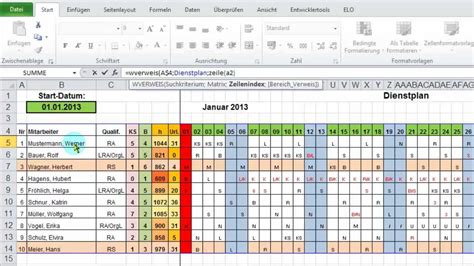 Monatsdienstplan Excel Vorlage