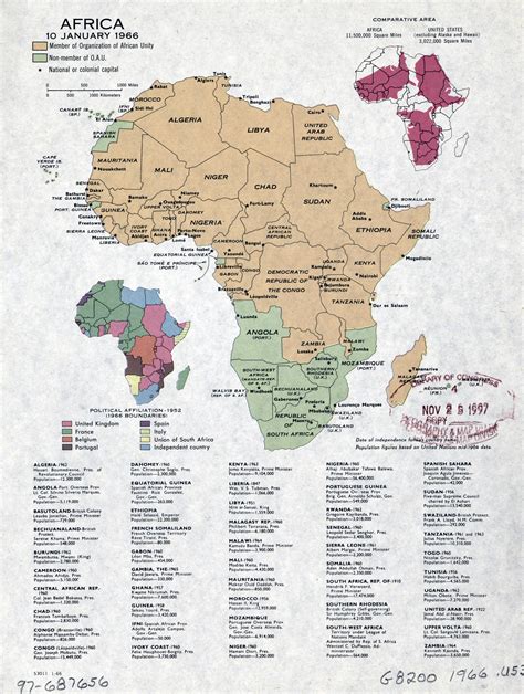 Mapa Grande Política Detallada De África Con Marcas De Capitales Enero De 1966 África