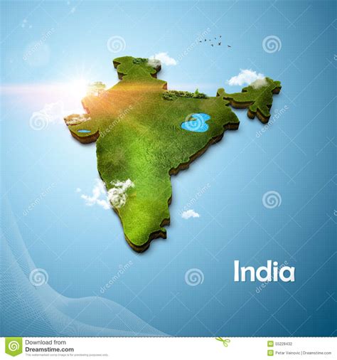 Realistic 3d Map Of India Stock Illustration Illustration Of