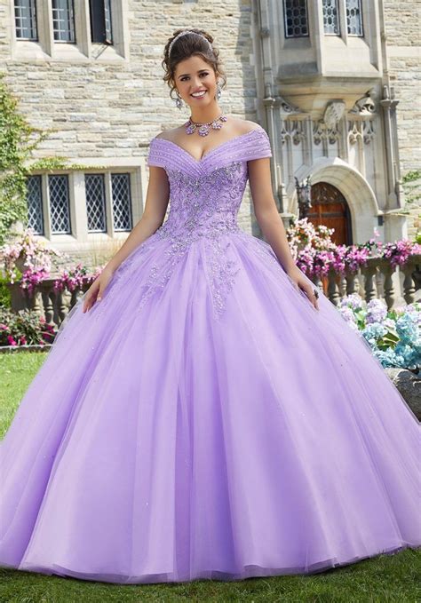 Rhinestone Tulle Quinceañera Ballgown Morilee Style 60103 Quince Dresses Lavender