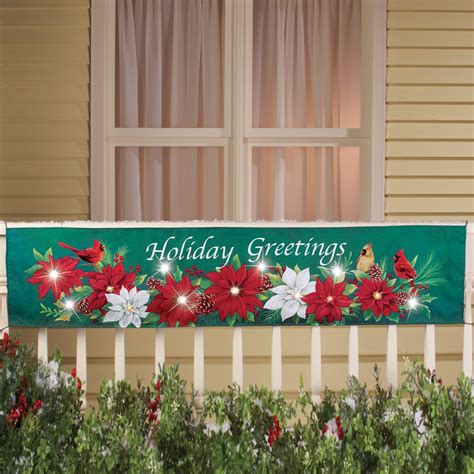 Lighted Poinsettia Christmas Banner Collections Etc