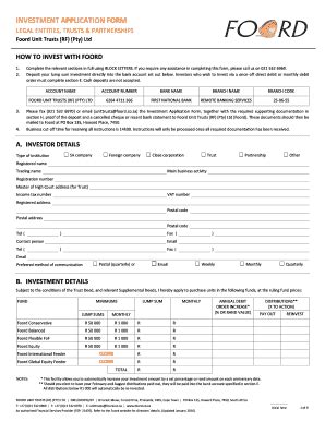 Fillable Online Spweb Foord Co Foord Unit Trusts Application Form Legal