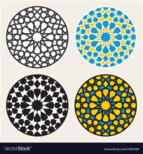Set Four Islamic Ornamental Rosette Royalty Free Vector