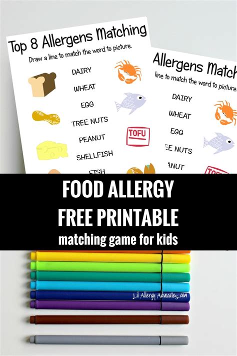 Free Printable Food Allergy Top 8 Allergen Matching Game For Kids